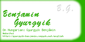 benjamin gyurgyik business card